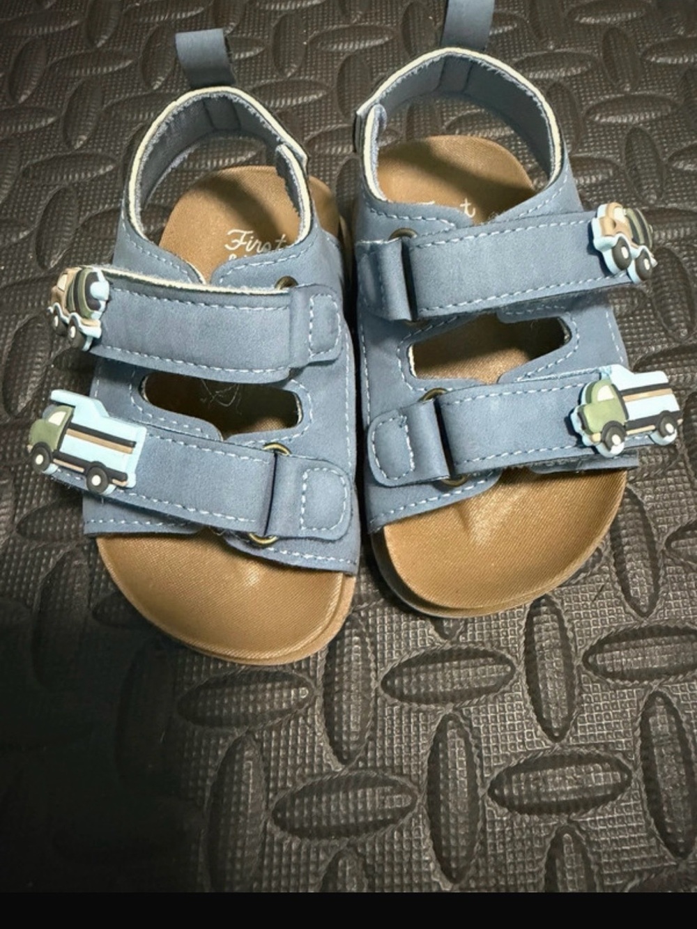 Toddler Blue Truck Sandals with Adjustable Straps